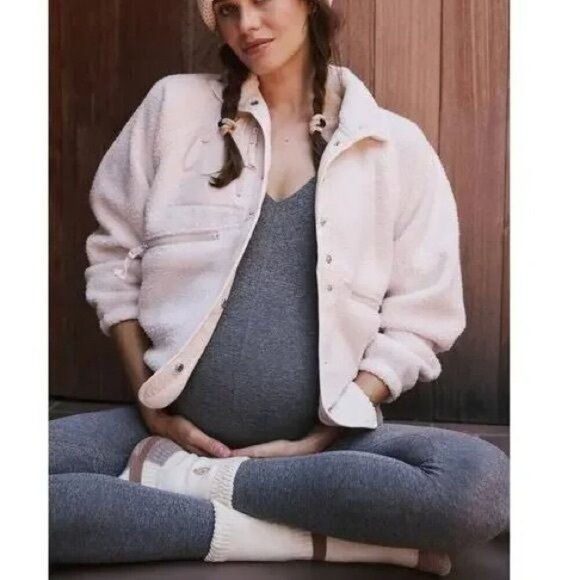 Free People x HATCH MEDIUM Hit The Slopes Fleece Jacket Neutral Bohemian - Picture 2 of 11